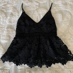 Abercrombie & Fitch Babydoll Top Small Black Lace Y2K Coquette Boho Preppy